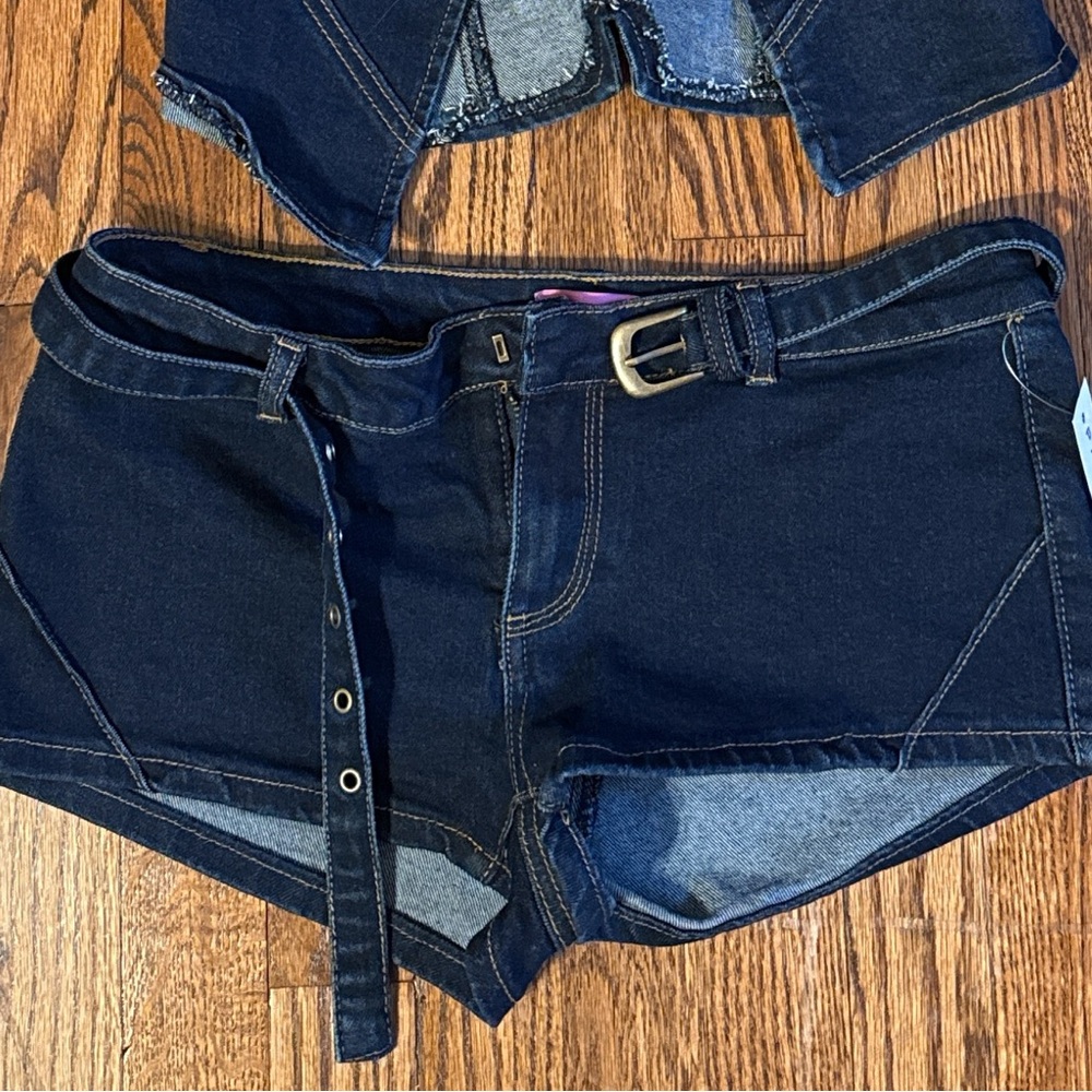 Edikted Dark Indigo Jean Shorts with Belt